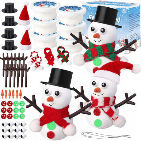 GYGOT 6 Pack Christmas Crafts for Kids,Build a Snowman Kit,Christmas Stocking Stuffers for Girls, Boys,Modeling Clay DIY for Holiday Activities GYGOT