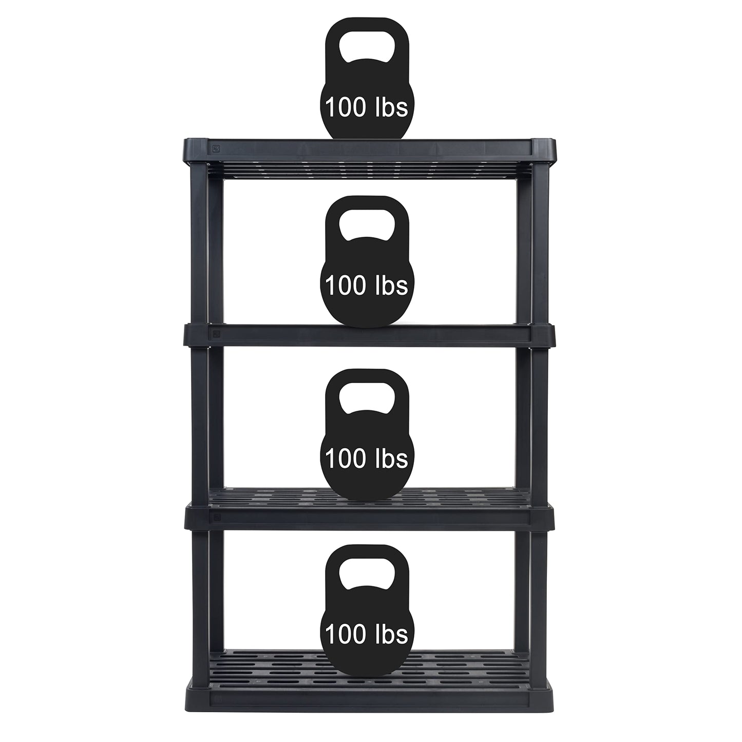 IRIS USA 4-Tier Heavy Duty Plastic Shelving Unit, 56" Tall - 100lbs per Shelf, Modular Garage Rack Storage Organizer for Home, Basement, Laundry & Utility Room, 18"D x 36"W x 56"H - Black - WoodArtSupply