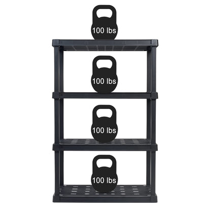 IRIS USA 4-Tier Heavy Duty Plastic Shelving Unit, 56" Tall - 100lbs per Shelf, Modular Garage Rack Storage Organizer for Home, Basement, Laundry & Utility Room, 18"D x 36"W x 56"H - Black - WoodArtSupply