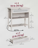 VASAGLE Console Table with Power Outlets, Entryway Table with Storage Shelf, Sofa Table with Drawer, Open Compartment, Rounded Corners, for Living Room, Boho Style, Oatmeal Beige ULNT140K66 VASAGLE