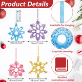 ACRNIGHEET 4pcs Snowflake Christmas Macrame Kit for Beginners, Xmas Tree Hangings Kits, Learn to Macrame with Step-by-Step Tutorials, Christmas Gifts ACRNIGHEET