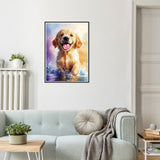 HEIBAGO Cute Dog Diamond Art Kits for Adults, 5D Full Drill Round Animal Painting Gems with Diamond Painting, Diamond Dots Perfect for Home Wall Decor 12x16inch HEIBAGO