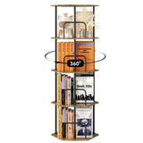 SUNMORY 4 Tier Rotating Bookshelf Tower, Revolving 360 ° Spinning Bookcase, Hexagonal Corner Book Shelf Storage Carousel, Vertical Rotate Turning Organizer Book Shelves for Living Room Office Bedroom SUNMORY