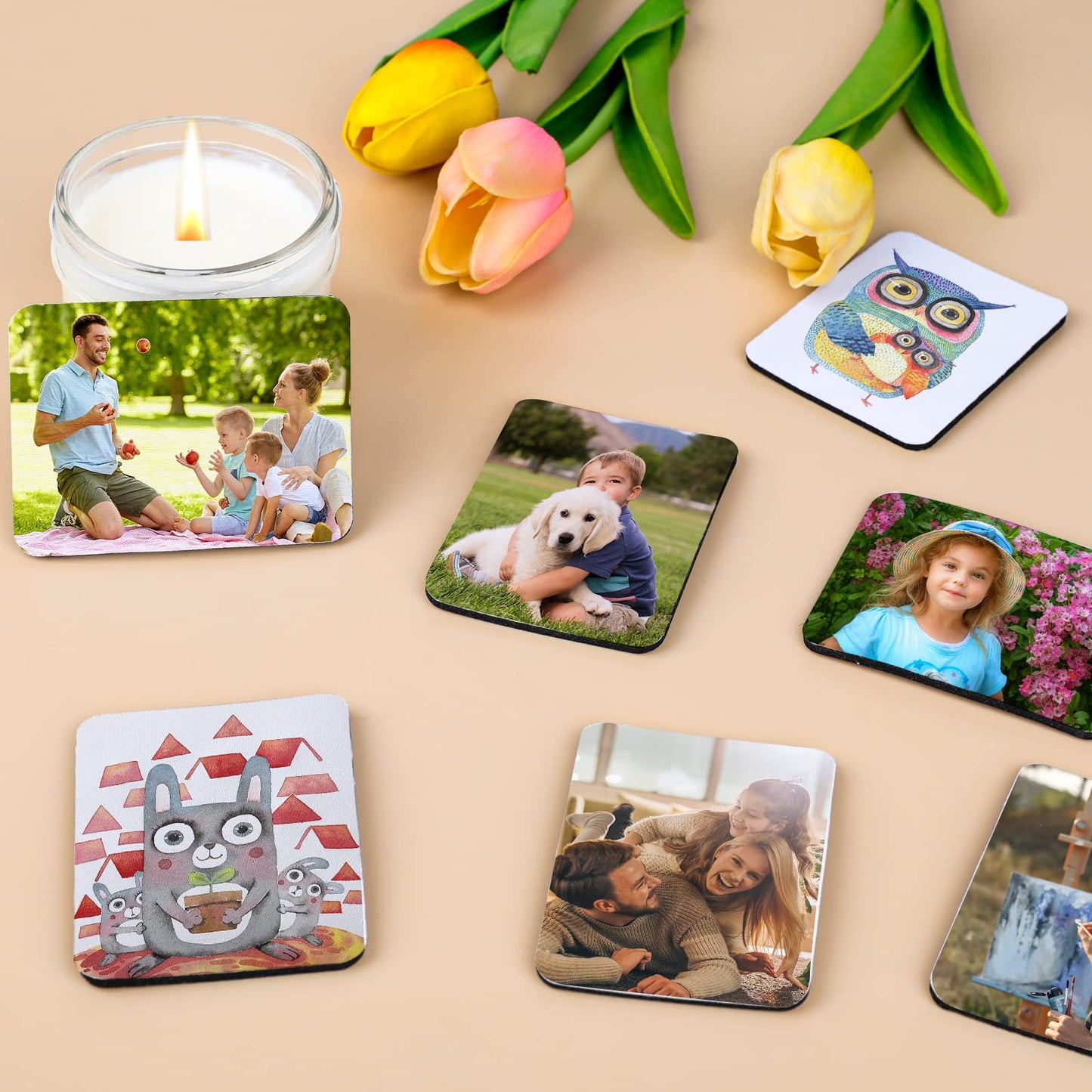 200Pcs Sublimation Magnet Blanks Set,Personalized Sublimation Refrigerator Magnet for Home Kitchen Microwave Oven Decor&Office Calendar with 100PCS Blank Rubber Pad(6x8cm), 100PCS DIY Soft Magnetic