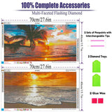 2 Pack Diamond Painting Kits，Large 5D DIY Sunset Diamond Painting Kits for Adults，DIY Full Drill Crystal Rhinestone Arts and Crafts，Beach Gem Art Painting with Diamond for Home Wall Decor (28X16inch) OFRKE