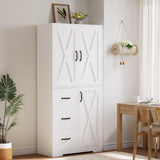 IRONCK Pantry Cabinet, 67.5 inch Tall Storage Cabinet with 3 Doors & Drawers, Farmhouse Kitchen Cabinet with Adjustable Shelves, 5 Tier Freestanding Cupboard for Kitchen IRONCK