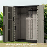 KINYING Outdoor Vertical Storage Shed,57 Cu.ft Outdoor Storage Cabinet Waterproof,Resin Sheds & Outdoor Storage Clearance for Garden,Patio,Backyard,Lockable (Brown) KINYING