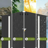 COMHOMA Shed Outdoor Storage Shed Metal,Lockable Doors Tool Sheds with Sloping Roof,Steel Garden Shed with Air Vent for Backyard,Patio,Lawn,Poolside (Grey, 8'*6') COMHOMA