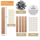4 X 0.5 100pcs Wooden Candle Wicks and Stands Natural Candle Wood Wicks Candle Cores for DIY Candle Making Craft Smokeless Wood Wicks for Candle Making (Use 2 Wicks per Stand) Phinicco