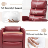 cinkehome Small Swivel Rocker Recliner Chair with Heated Massage, Upholstered Nursery Glider Recliner Chair, High Back, Side Pocket (Red PU Leather) cinkehome