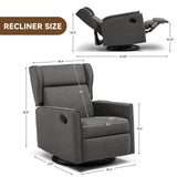 COMHOMA Rocking Recliner Chair,Swivel Glider Reclining Single Sofa Manual Rocker Recliners,Nursery Rocking Chairs with Upholstered Seating for Living Room Office(Grey) COMHOMA