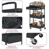 Dttwacoyh 3-Tier Rolling Cart，Trolley with Drawer, Multifunctional Storage Organizer with Plastic Shelf & Metal Wheels, Kitchen Storage Cart for Living Room, Kitchen, Office, Bathroom, Black Dttwacoyh