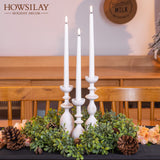 HOWSILAY Wood Candle Holder Candlestick Holders for Table Centerpiece - Rustic Farmhouse Decor Candle Stand fits 3/4" or 7/8" Taper Candle&Dia 1.5" Led Tea Lights or Pillar Candles(White) HOWSILAY