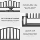 BODIOO Outdoor Metal Garden Bench 59" Patio Bench with Built in Table Park Bench, Outside Bench Weather Proof Front Porch Bench, 500lbs BODIOO