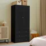 PHOYAL Wardrobe Closet Armoire, 71 "Wardrobe Armoire Wooden Closet with 4 Doors, 6 Drawers Household Freestanding Wooden Closet Storage Cabinet for Bedroom PHOYAL