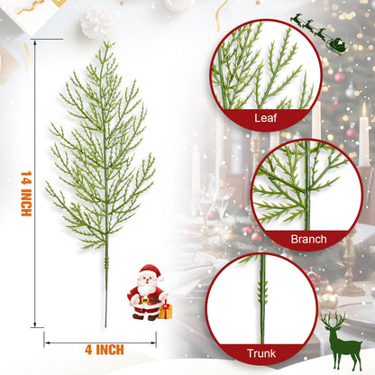 48 PCS Artificial Pine Branches, Christmas Greenery Stems Faux Cedar Branches, Christmas Tree Filler Branches Christmas Picks and Sprays, DIY Accessories for Garland Wreath Home Garden Christmas Decor