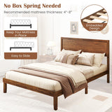 Giantex Wood Full Size Bed Frame with Headboard, Mid Century Modern Platform Bed Full with Solid Wood Legs & Wooden Slat Support, Easy Assembly, No Box Spring Needed, Walnut Giantex