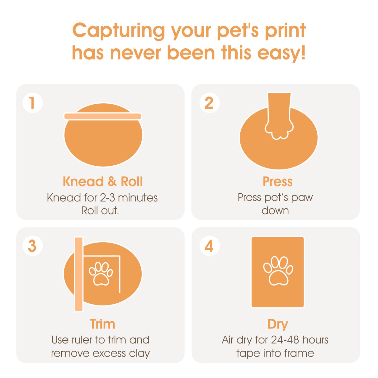 Pearhead Pet Pawprints Wall Picture Frame and Clay Impression Kit - DIY Clay Paw Print, Memorial Keepsake Frame for Cat and Dog, Ideal Home Decor Gift for Pet Owners, 4x6 Photo, Distressed White Pearhead