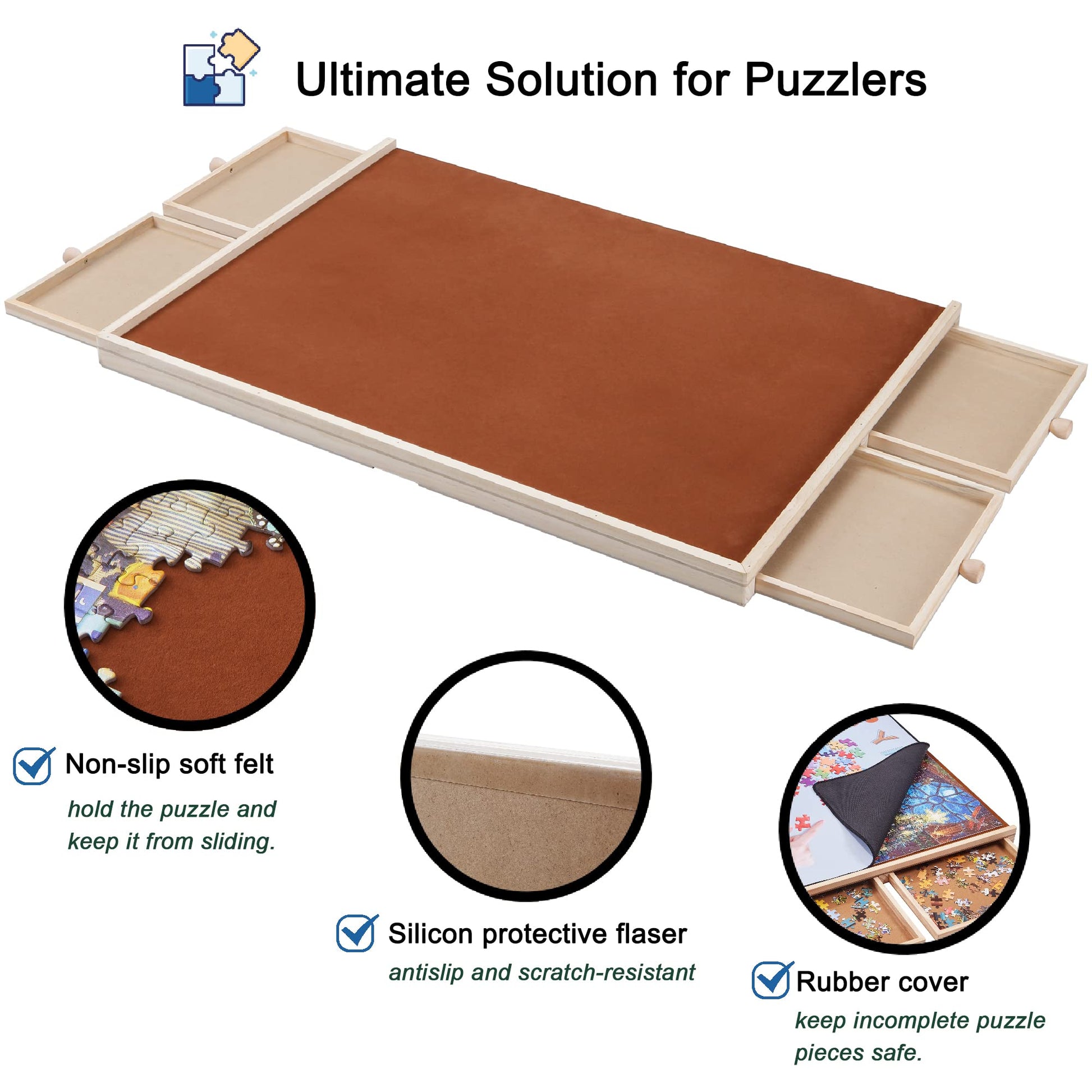 YISHAN Wooden Jigsaw Puzzle Board Table for 1000 Pieces with Drawers and Cover, Adjustable Puzzle Easel, Portable Tilting Puzzle Plateau for Adults and Children - WoodArtSupply