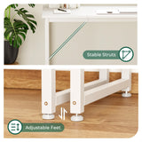 Huuger Computer Desk, 63 Inch Office Desk, Gaming Desk with Storage, Writing Desk Work Desk for Home Office, Study, Modern Simple Desk, Large Legroom, Metal Frame, White Huuger