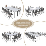 Bonzy Home Conference Tables 12ft Office Computer Desk for Meeting Room Study Writing Printer Table Save Space Design for 14 People 6PCS 141.6"x47.2"x29.5", White Bonzy Home