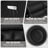 CHABATREE Home Theater Seating,RV Recliner Sofa with Massage and Heat,Manual RV Recliner Loveseat with USB/Cup Holders and Side Pocket for Living Room,2 Seater Black CHABATREE