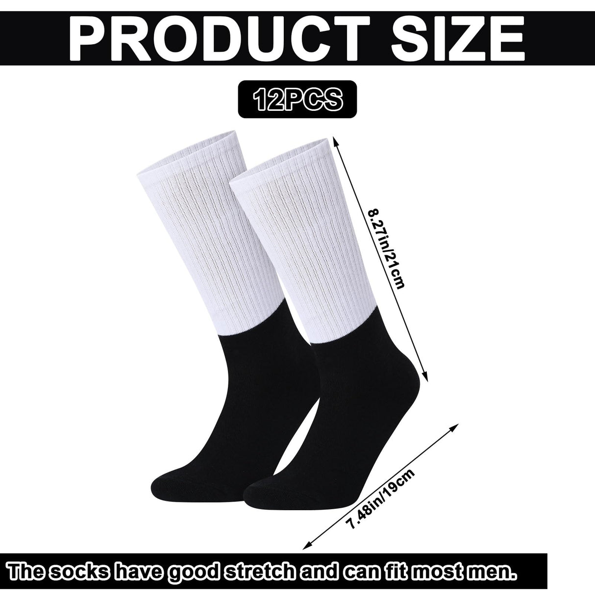 Cozypower 12 Pairs Sublimation Socks Blank Sublimation Printable Socks Heat Transfer Cotton Socks Unisex Athletic Crew Socks for Present DIY Personalized Socks Women Men Cozypower