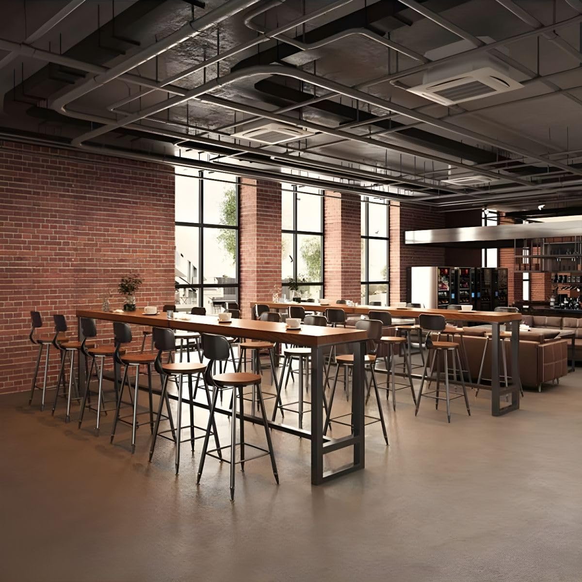 RUNNUP Solid Wood Industrial Bar Table for Dining and Small Spaces – Rectangle Design, 63"L x 15.7"W x 41.3"H RUNNUP