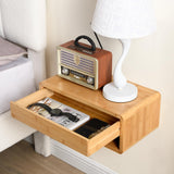GugiNest Bamboo Floating Nightstand with Storage Drawer, Fully Assembled Wall Mounted Bedside Table with Open Shelf, Modern End Table for Bedroom, Natural GugiNest
