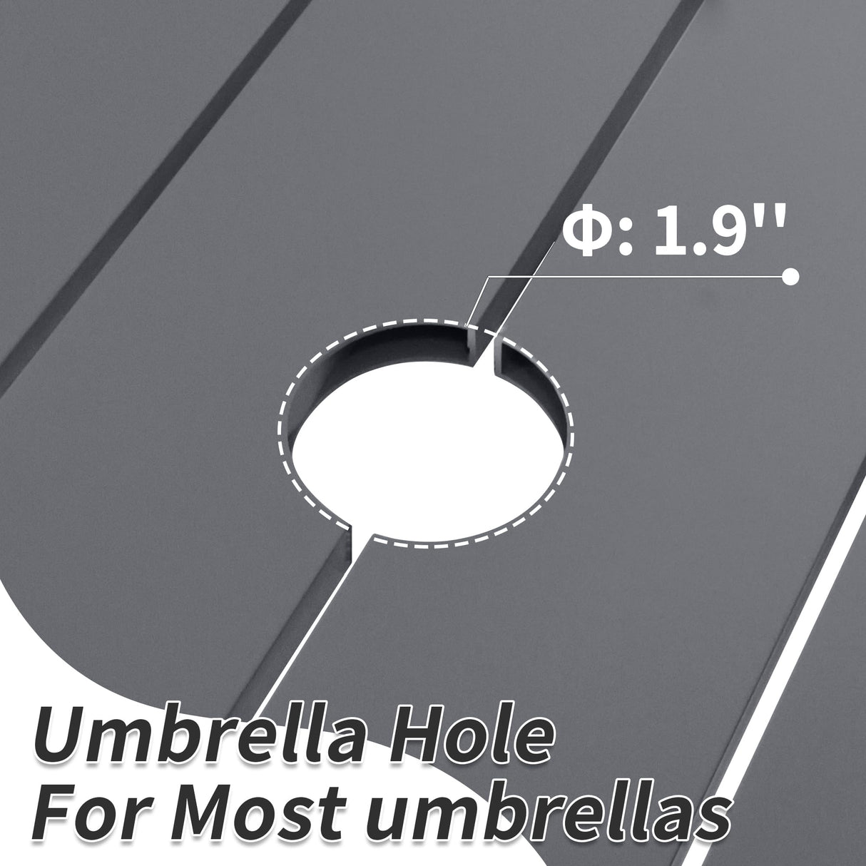 TWT Expandable Table Dining Set for 6 to 10, Aluminum Outdoor Dining Table, Rectangular Patio Metal Table with Umbrella Hole for Backyard Porch, Poolside ＆ Garden, Easy Assembly, Dark Grey TWT