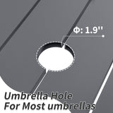 TWT Expandable Table Dining Set for 6 to 10, Aluminum Outdoor Dining Table, Rectangular Patio Metal Table with Umbrella Hole for Backyard Porch, Poolside ＆ Garden, Easy Assembly, Dark Grey TWT