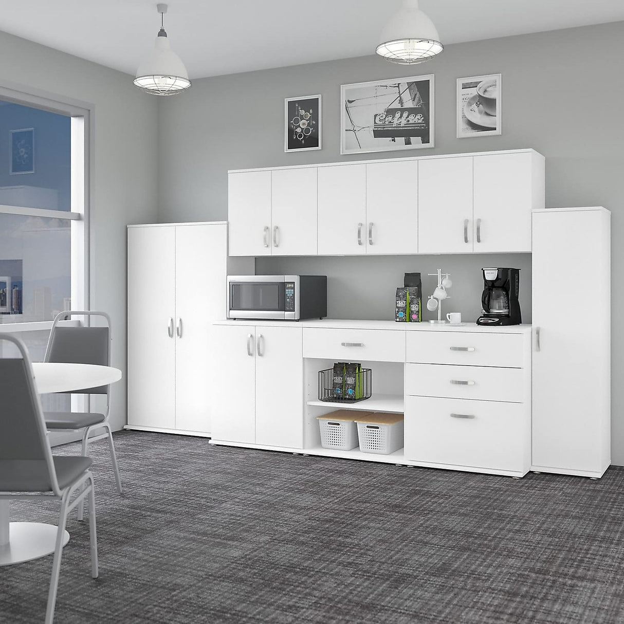 Bush Business Furniture Universal Wall Cabinet with Doors and Shelves in White, Versatile Home Organizer, Office Storage Unit and Adjustable Shelving Bush Furniture