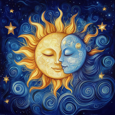 VividMeng Moon Diamond Art Kits for Adults,Sun Diamond Painting Kit for Adults,DIY Full Drill Diamond Painting Moon Gem Art and Crafts 13.78x13.78inch