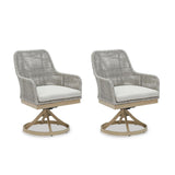 Signature Design by Ashley Seton Creek Cottage Weather Resistant Outdoor Swivel Dining Chair with Cushion, Set of 2, Light Brown & Light Gray Signature Design by Ashley