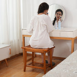 Utoplike Teak Shower Bench Seat with Handles, Portable Wooden Spa Bathing Stool with Storage Towel Shelf, 22" x 13" x 18.6", Perfect for Indoor and Outdoor Use Utoplike