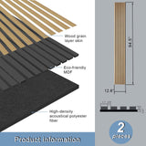 E-HAO 2 Piece Wood Slat Acoustic Panels for Stylish Decor and Noise Reduction, 3D Textured Panel for Ceiling and Wall - White Oak (94.5 L x 12.6 W in) E-HAO