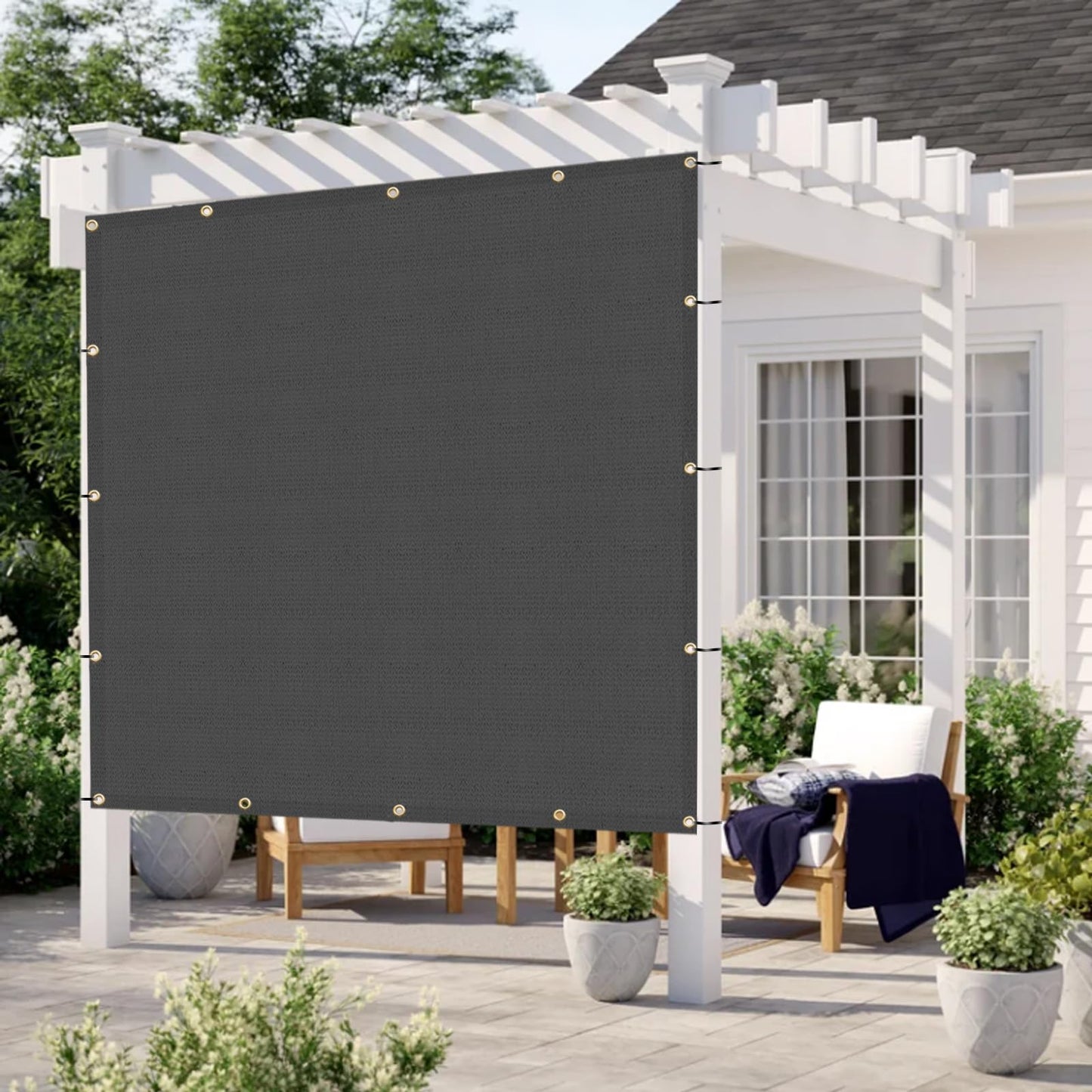 LOVE STORY 8x20 FT Sun Shade Cloth with Grommets HC-023 Pergola Shade Cover 95% UV Protection for Patio Outdoor, Dark Grey - WoodArtSupply