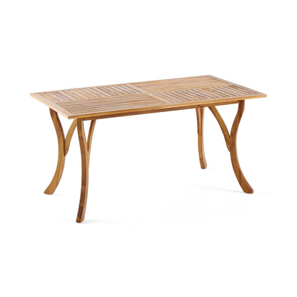 Christopher Knight Home Hermosa Acacia Wood Rectangular Table, Teak Finish - WoodArtSupply