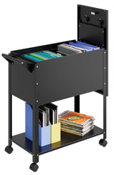 Mobile Files with Lock, Rolling File Cabinet Hanging Letter/Legal Size with Lockable Sliding Cover, Office File Organizer on Wheels MIIIKO