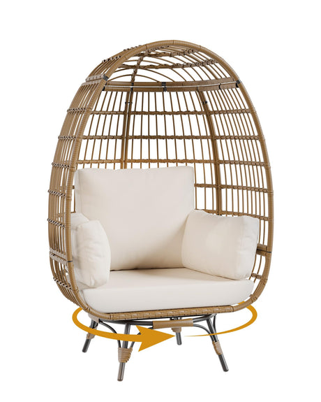 GAOMON 360 Swivel Wicker Egg Chair, Indoor Outdoor Rattan Lounge Chairs with Cushions for Indoor Living Room Bedroom Outside Patio Backyard Balcony GAOMON