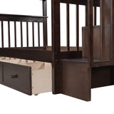 Harper & Bright Designs Twin Over Twin Bunk Bed with Stairs and Guard Rail, Wood Bunk Bed with Storage Drawers Twin Bunk Bed Frame for Bedroom, Dorm, Kids, Teens, Adults (Twin, Espresso) Harper & Bright Designs