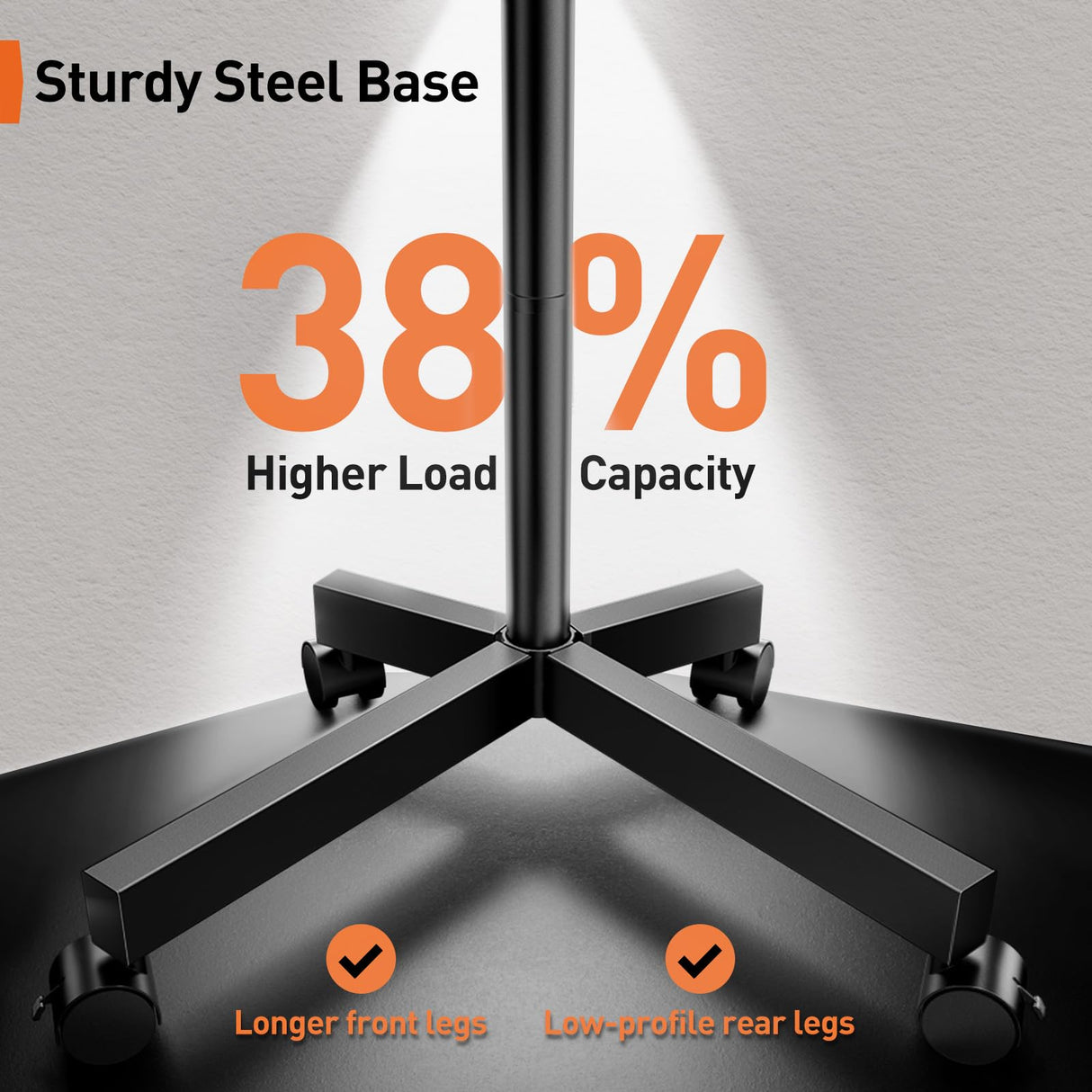 Perlegear Rolling TV Stand for 23-60 Inch LED Flat Screen/Curved TVs up to 88lbs,Mobile TV Stand Wheels with Height Adjustable Portable Rolling TV Cart Max VESA 400x400mm PGTVMC06 Perlegear