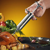 JY COOKMENT Meat Injector Syringe 2-oz Marinade Flavor Barrel 304 Stainless Steel with 3 Professional Needles 2 Cleaning Brushes and 4 Silicone O-Rings JY COOKMENT