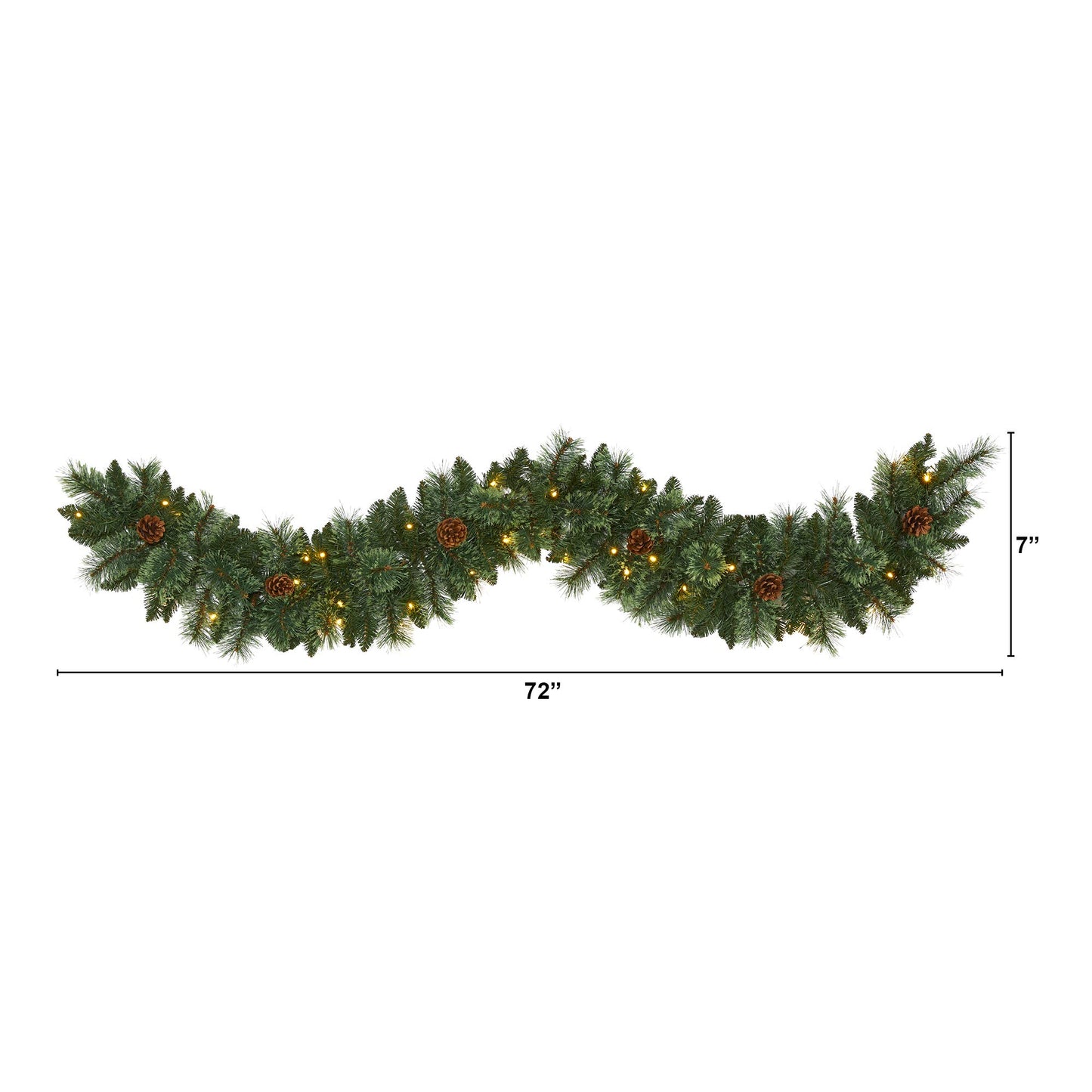 Nearly Natural 6ft. White Mountain Pine Artificial Garland with 35 White Warm LED Lights and Pinecones