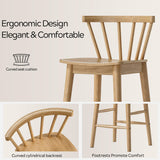 EYYTHUNG Wood Bar Stools Set of 2, 24" Barstool Farmhouse Counter Stools with Curved Back Counter Chairs for Kitchen Islands Dining Room, Natural Oak EYYTHUNG