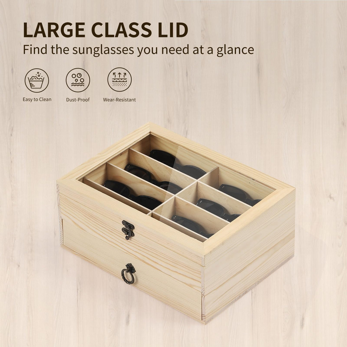 AUTOARK Pine Wood 16 Piece Eyeglasses Storage and Sunglass Glasses Display Drawer Lockable Case Organizer,DIY Colors,AW-187 AUTOARK