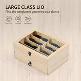 AUTOARK Pine Wood 16 Piece Eyeglasses Storage and Sunglass Glasses Display Drawer Lockable Case Organizer,DIY Colors,AW-187 AUTOARK