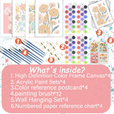 4 Pack Easy Paint by Numbers Kit for Adults Beginner,Small Paint by Number Kits for Flowers ,Number Artist Paint by Number Kit for Adult Painting by Numbers for Adults Canvas 8x12 IN（Without Frame） TONGZONGFU