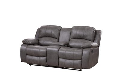 Betsy Furniture 3PC Bonded Leather Reclining Sofa Chair Set Living Room Set Sofa Loveseat Glider Chair 8018 Multiple Colors (Gray) - WoodArtSupply