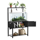 Fienveorn 40-50 Gallon Aquarium Stand with LED Light Power Outlets,Heavy Duty Metal Fish Tank Stand with Cabinet for Fish Accessories Storage,Turtle Reptile Terrariums Stand( Black ) Halitaa